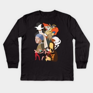 Famous Paintings Grouped Kids Long Sleeve T-Shirt